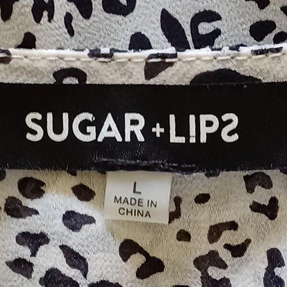 EUC Sugarlips "Anita" Black & Tan Leopard Blouse Size Large - Picture 8 of 10